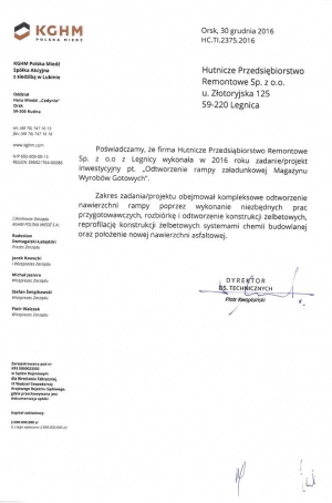 List referencyjny - KGHM