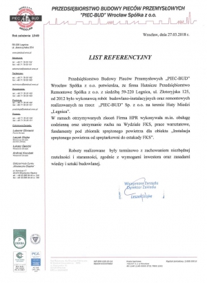 List referencyjny - Piec-Bud