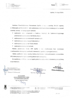 List referencyjny - Instytut Metali Nieżelaznych